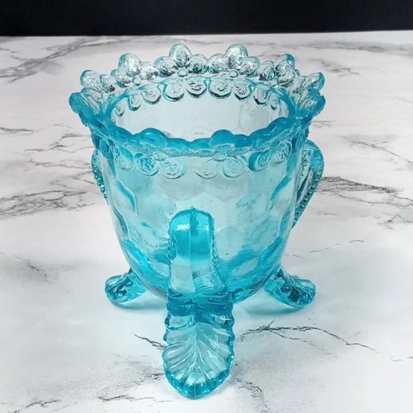 Degenhart Glass Forget Me Not Trinket Toothpick Paperweight Vtg - Picture 4 of 9